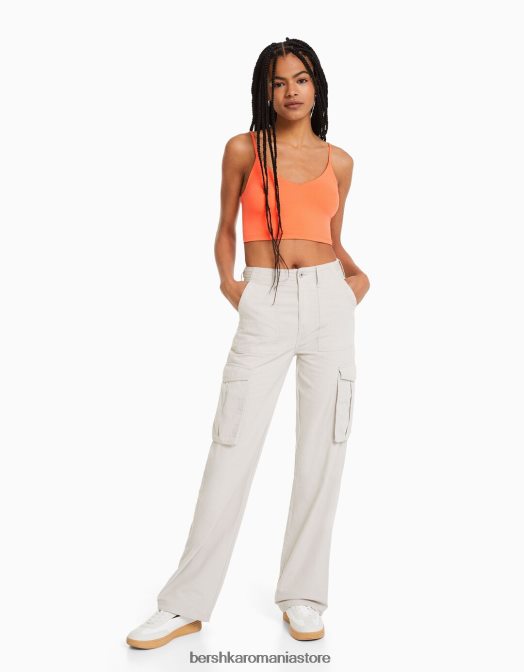 Bershka unisex crop top cu bretele portocale Z86D3758 îmbrăcăminte