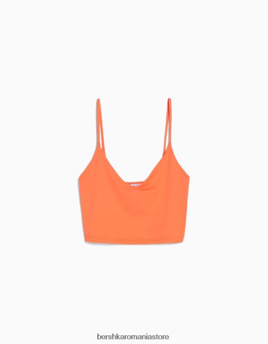 Bershka unisex crop top cu bretele portocale Z86D3758 îmbrăcăminte