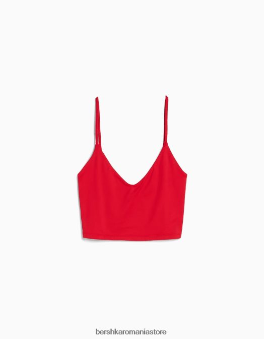 Bershka unisex crop top cu bretele roșu Z86D3759 îmbrăcăminte
