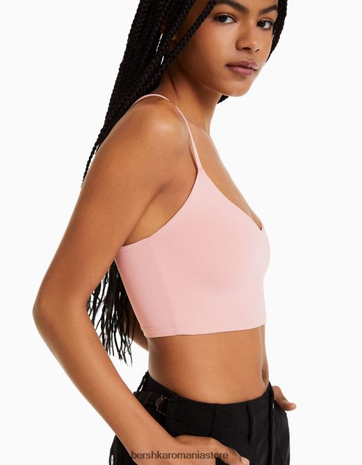 Bershka unisex crop top cu bretele roz Z86D3757 îmbrăcăminte
