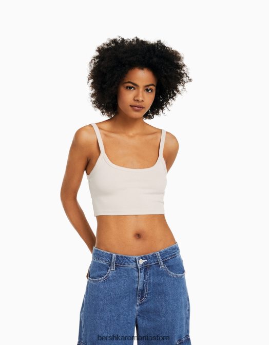 Bershka unisex maieu decupat nisip Z86D3750 îmbrăcăminte