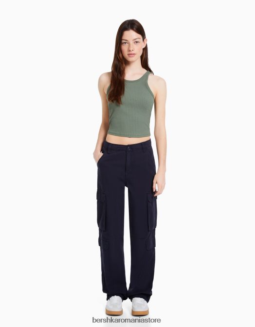 Bershka unisex maiou cu nervuri kaki Z86D3853 îmbrăcăminte