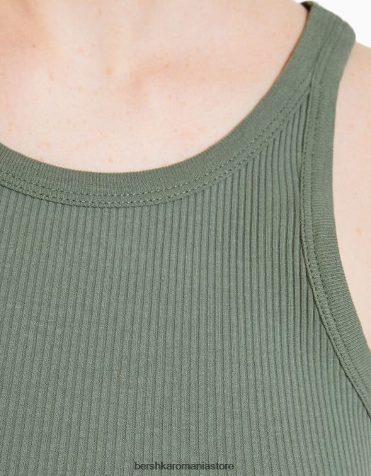 Bershka unisex maiou cu nervuri kaki Z86D3853 îmbrăcăminte