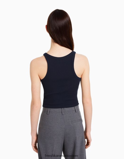 Bershka unisex maiou cu nervuri marina Z86D3852 îmbrăcăminte