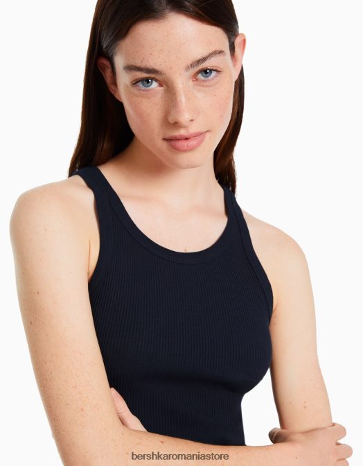 Bershka unisex maiou cu nervuri marina Z86D3852 îmbrăcăminte