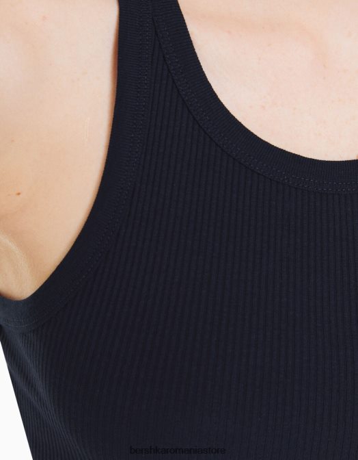 Bershka unisex maiou cu nervuri marina Z86D3852 îmbrăcăminte