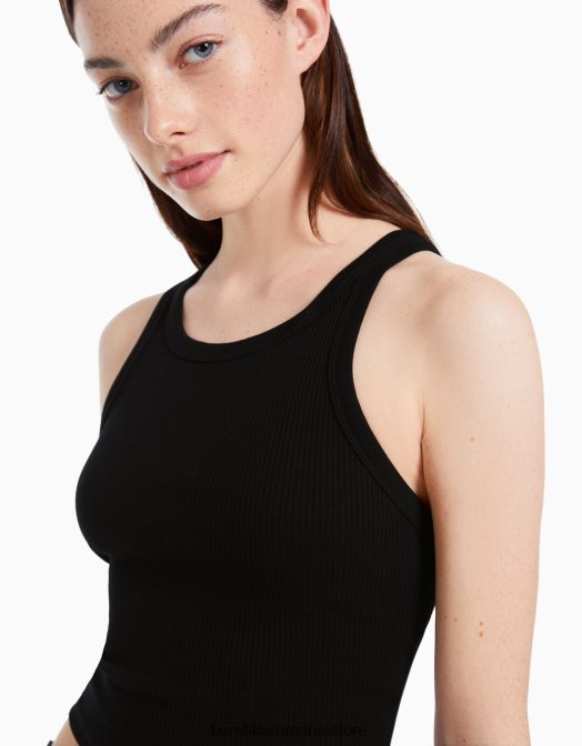 Bershka unisex maiou cu nervuri negru Z86D3854 îmbrăcăminte