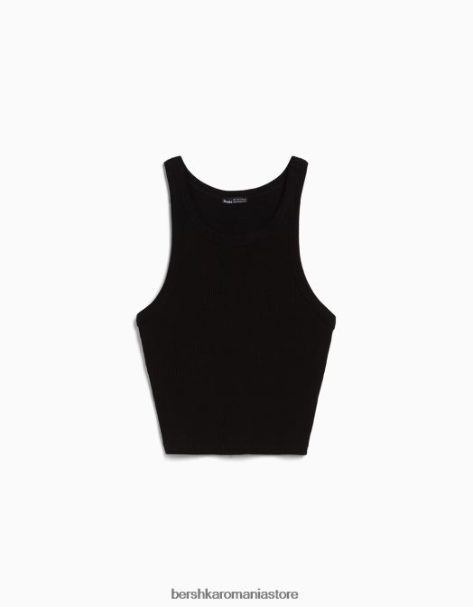 Bershka unisex maiou cu nervuri negru Z86D3854 îmbrăcăminte