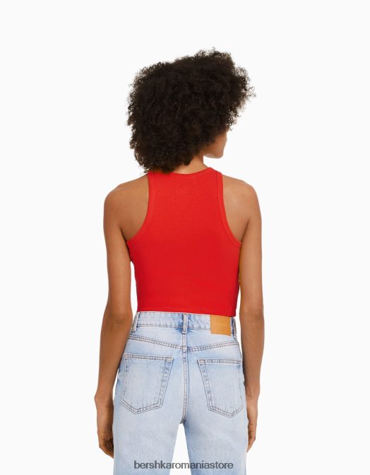 Bershka unisex maiou cu nervuri roșu Z86D3849 îmbrăcăminte