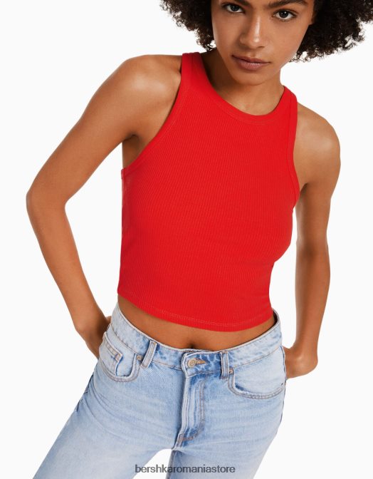 Bershka unisex maiou cu nervuri roșu Z86D3849 îmbrăcăminte