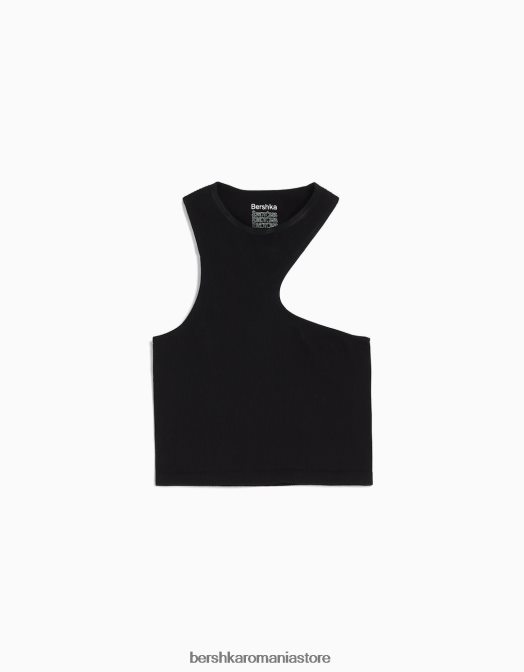 Bershka unisex top asimetric fără cusături negru Z86D3844 îmbrăcăminte