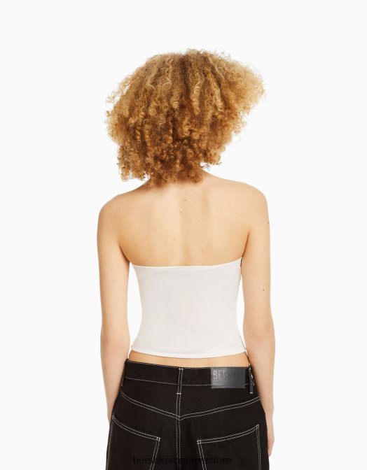 Bershka unisex top bandeau imprimeu metallica alb Z86D3696 îmbrăcăminte