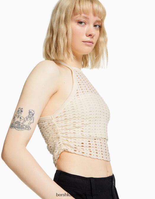 Bershka unisex top crochet racer cremă Z86D3715 îmbrăcăminte
