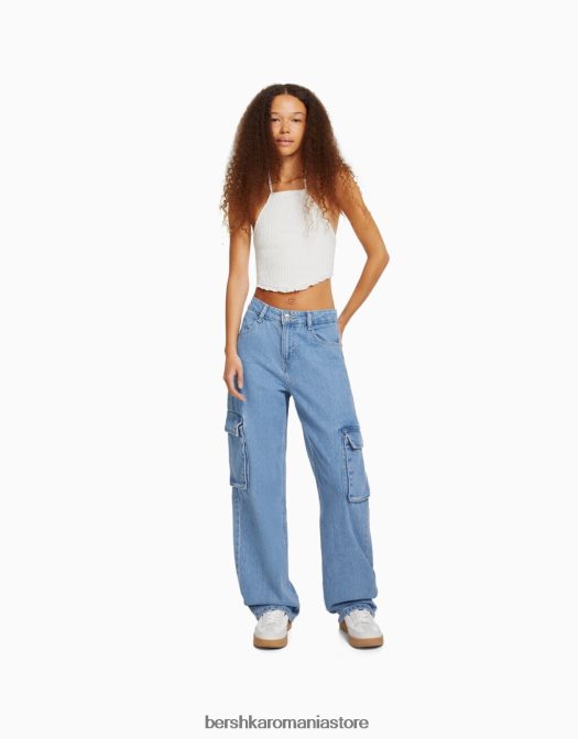 Bershka unisex top cu cap cu detaliu cravată și elastic încâlcit cremă Z86D3769 îmbrăcăminte