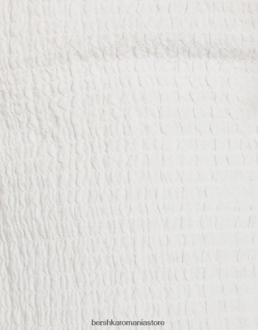 Bershka unisex top cu cap cu detaliu cravată și elastic încâlcit cremă Z86D3769 îmbrăcăminte