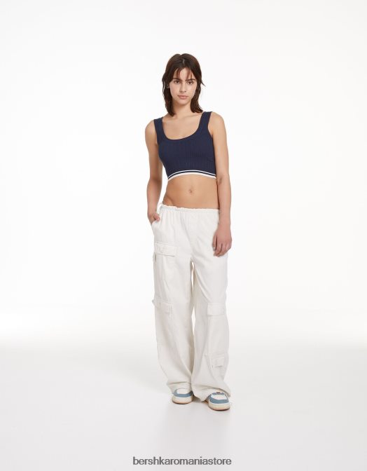 Bershka unisex top din tricot cablu albastru Z86D3731 îmbrăcăminte