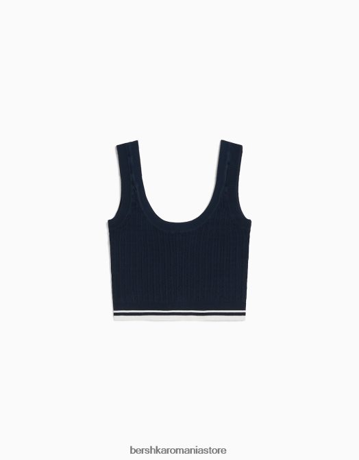 Bershka unisex top din tricot cablu albastru Z86D3731 îmbrăcăminte