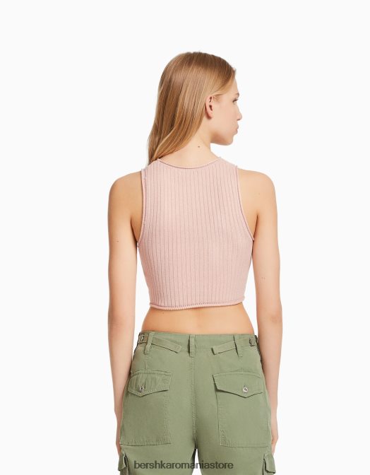 Bershka unisex top din tricot fără mâneci roz Z86D3727 îmbrăcăminte