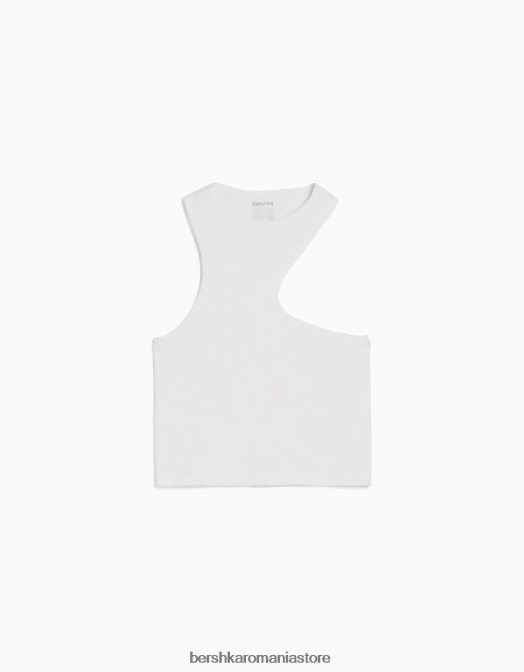 Bershka unisex top fără mâneci fără cusături asimetric cremă Z86D3841 îmbrăcăminte