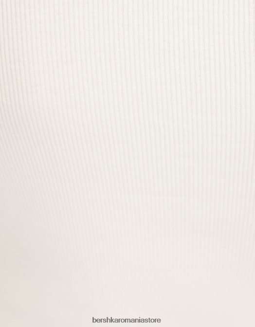 Bershka unisex tricou cu mânecă lungă cu nervuri alb Z86D3803 îmbrăcăminte