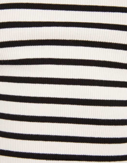 Bershka unisex tricou cu mânecă lungă cu nervuri alb negru Z86D3804 îmbrăcăminte