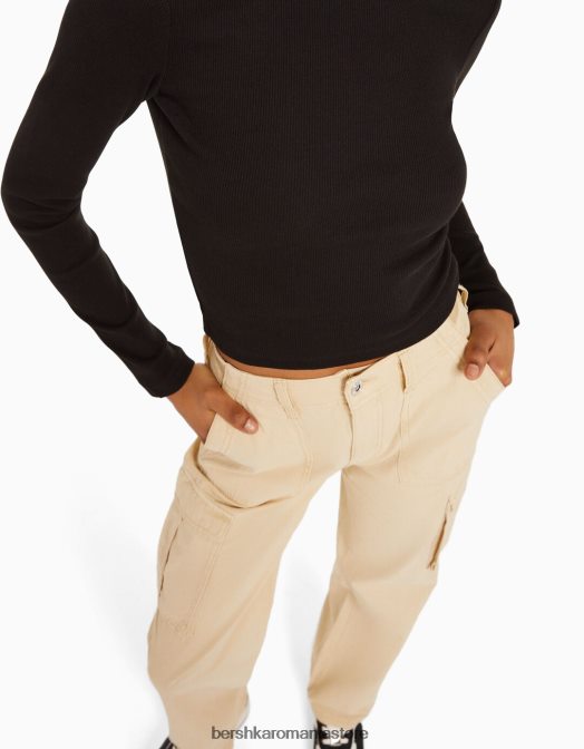 Bershka unisex tricou cu mânecă lungă cu nervuri negru Z86D3863 îmbrăcăminte