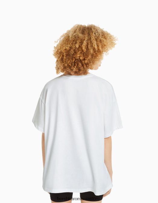 Bershka unisex tricou cu mânecă scurtă cu imprimeu Billie Eilish alb Z86D3765 îmbrăcăminte