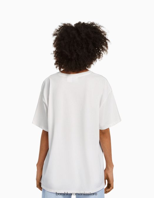 Bershka unisex tricou cu mânecă scurtă cu imprimeu peter pan alb Z86D3830 îmbrăcăminte