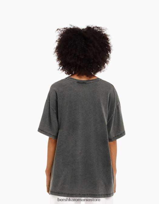 Bershka unisex tricou cu mânecă scurtă cu imprimeu simba gri Z86D3829 îmbrăcăminte