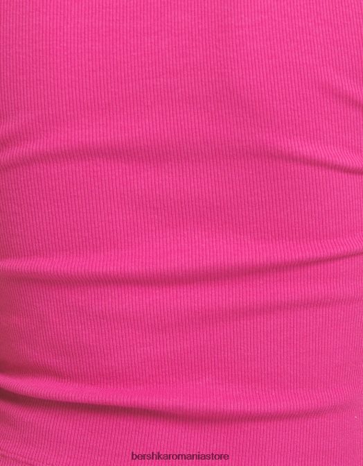 Bershka unisex tricou cu mânecă scurtă cu nervuri fucsie Z86D3748 îmbrăcăminte