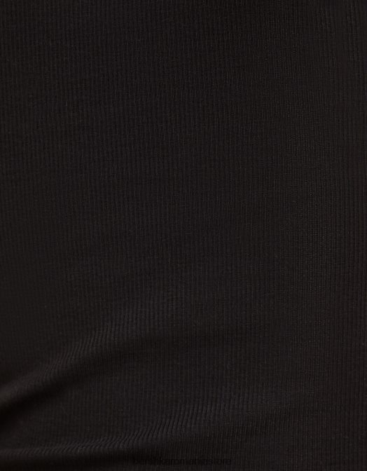 Bershka unisex tricou cu mânecă scurtă cu nervuri negru Z86D3722 îmbrăcăminte