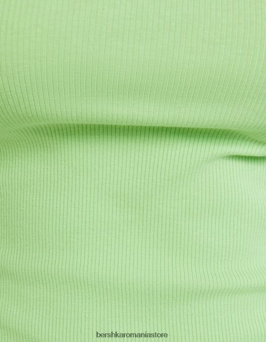 Bershka unisex tricou cu mânecă scurtă cu nervuri verde Z86D3745 îmbrăcăminte