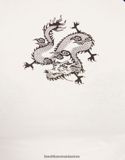 Bershka unisex tricou cu mânecă scurtă imprimat cu aplecare alb negru Z86D3797 îmbrăcăminte