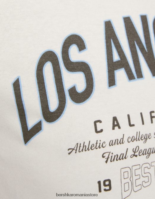 Bershka unisex tricou cu maneca scurta cu imprimeu aproape alb Z86D3735 îmbrăcăminte