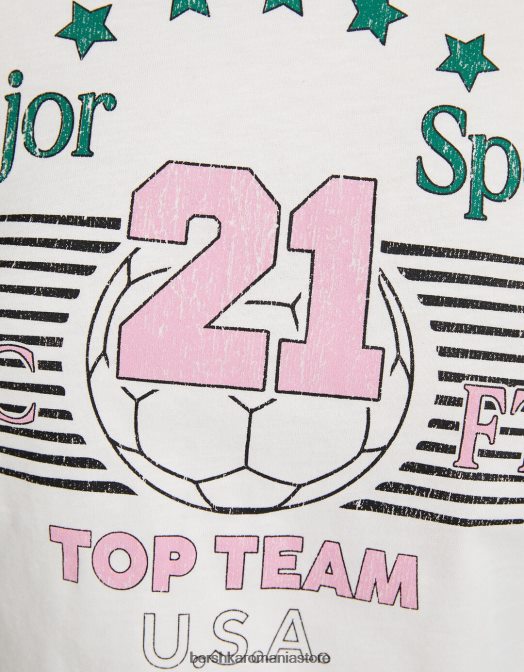 Bershka unisex tricou cu maneca scurta cu imprimeu aproape alb Z86D3744 îmbrăcăminte