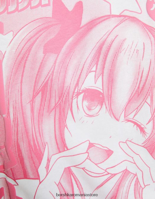 Bershka unisex tricou cu maneca scurta cu imprimeu aproape alb Z86D3799 îmbrăcăminte