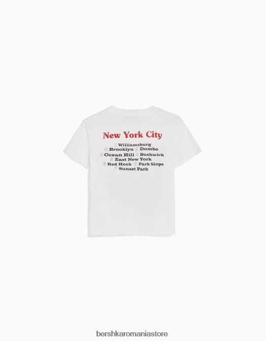 Bershka unisex tricou cu maneca scurta cu imprimeu cremă Z86D3743 îmbrăcăminte