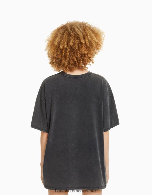 Bershka unisex tricou cu maneca scurta cu imprimeu tupac gri Z86D3766 îmbrăcăminte