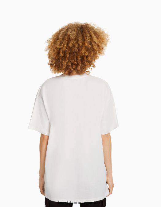 Bershka unisex tricou imprimeu dua lipa cu maneca scurta aproape alb Z86D3708 îmbrăcăminte