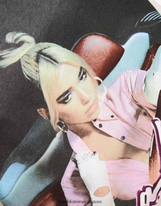 Bershka unisex tricou imprimeu dua lipa cu maneca scurta aproape alb Z86D3708 îmbrăcăminte