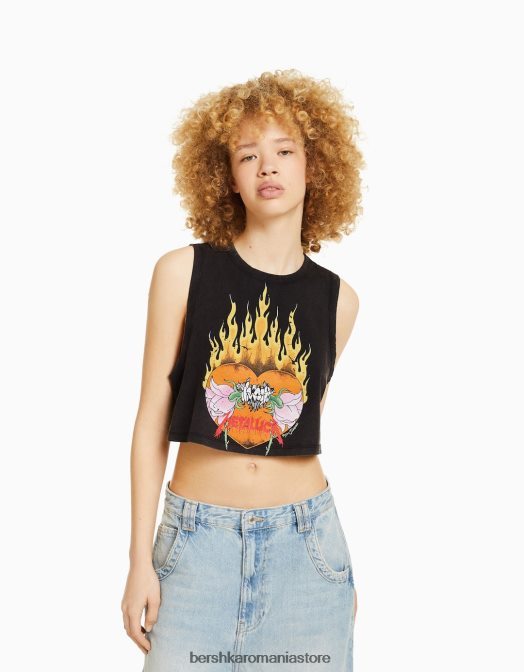 Bershka unisex tricou metallica fără mâneci gri Z86D3695 îmbrăcăminte