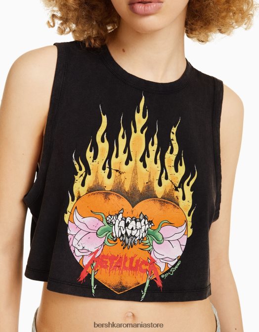 Bershka unisex tricou metallica fără mâneci gri Z86D3695 îmbrăcăminte