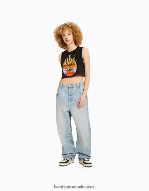 Bershka unisex tricou metallica fără mâneci gri Z86D3695 îmbrăcăminte
