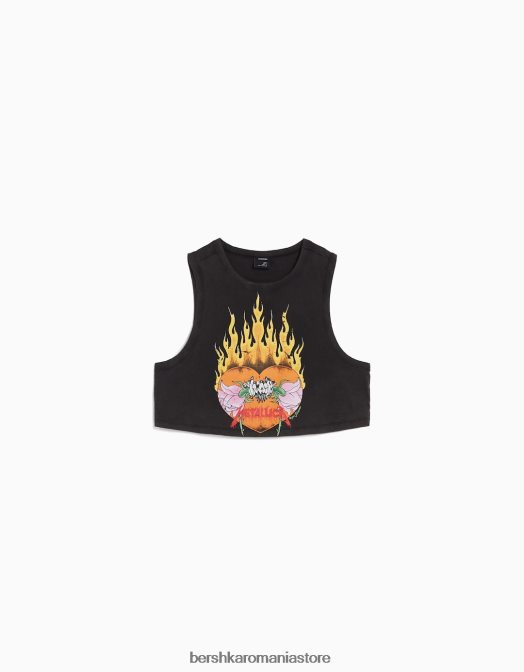 Bershka unisex tricou metallica fără mâneci gri Z86D3695 îmbrăcăminte