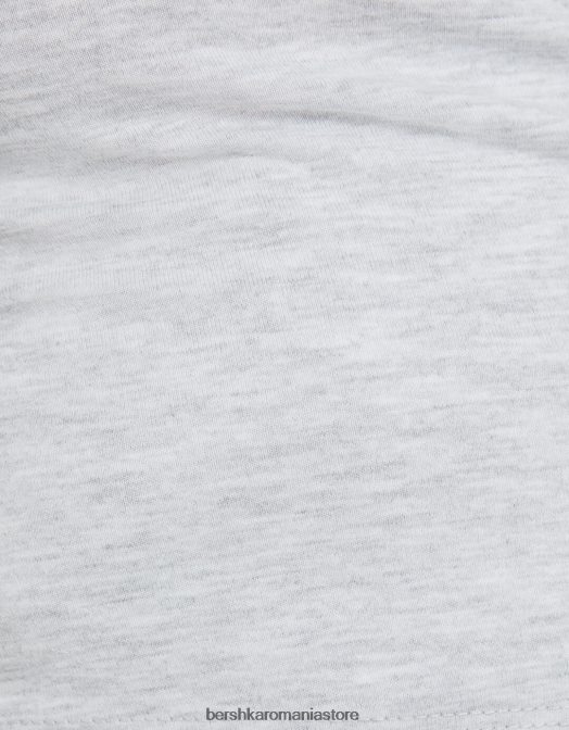 Bershka unisex tricou încrucișat cu mânecă lungă gri Z86D3754 îmbrăcăminte