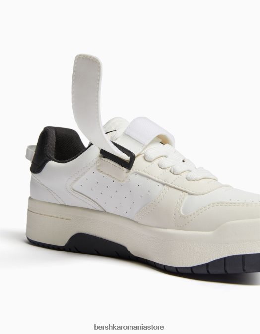 Bershka unisex adidași brogue cu detaliu bretele alb Z86D4195 încălţăminte
