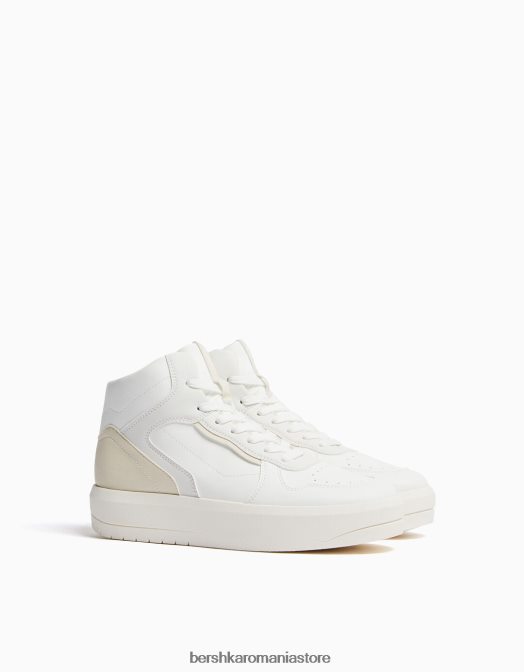 Bershka unisex adidași înalți contrastanți alb Z86D4184 încălţăminte