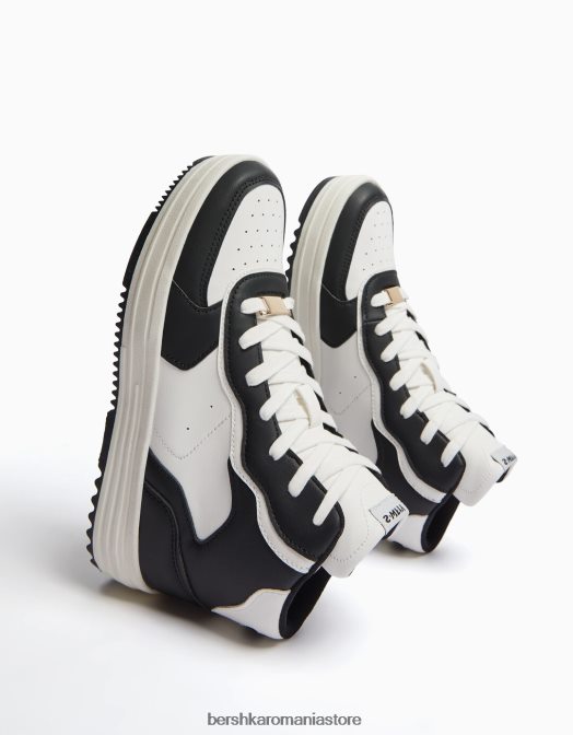 Bershka unisex adidași înalți contrastanți multicolor Z86D4180 încălţăminte