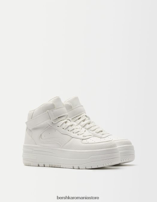 Bershka unisex adidași înalți cu curea alb Z86D4193 încălţăminte