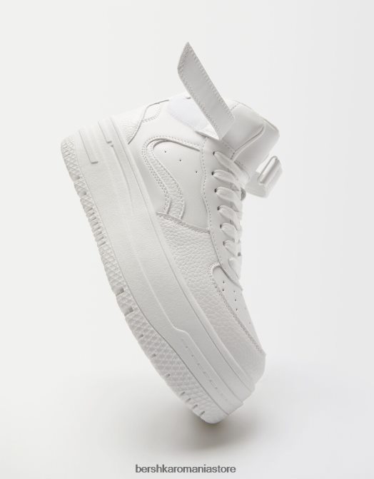 Bershka unisex adidași înalți cu curea alb Z86D4193 încălţăminte